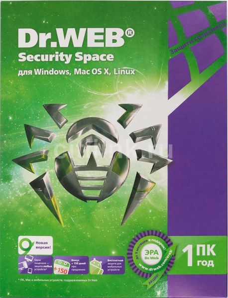Антивирус Dr.Web Security Space 1 ПК/1 год (BHW-B-12M-1-A3) базовая лицензия 12 мес